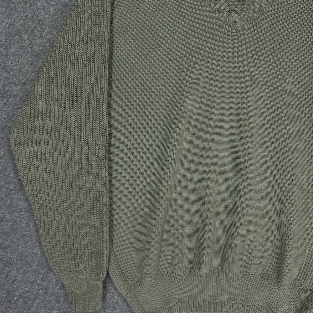 Barbour Sweater Mens XL Green V-neck D675 Fine Knit Pure New Wool Scotland - Picture 4 of 13